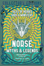 Cover for Book: Norse Myths & Legends by Hardcover (416 pages), with vibrant blue and yellow Norse mythology art and swirling patterns. Ideal for Viking legend fans and collectors.