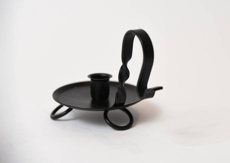 Candle Holder: Wrought Iron Raised Taper Candle Holder - Black 4.55" Diameter and 5" high