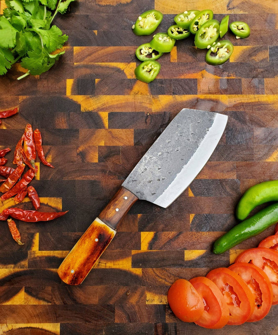 Knife: Handmade Carbon Steel Cleaver for Kitchen & Outdoor Use