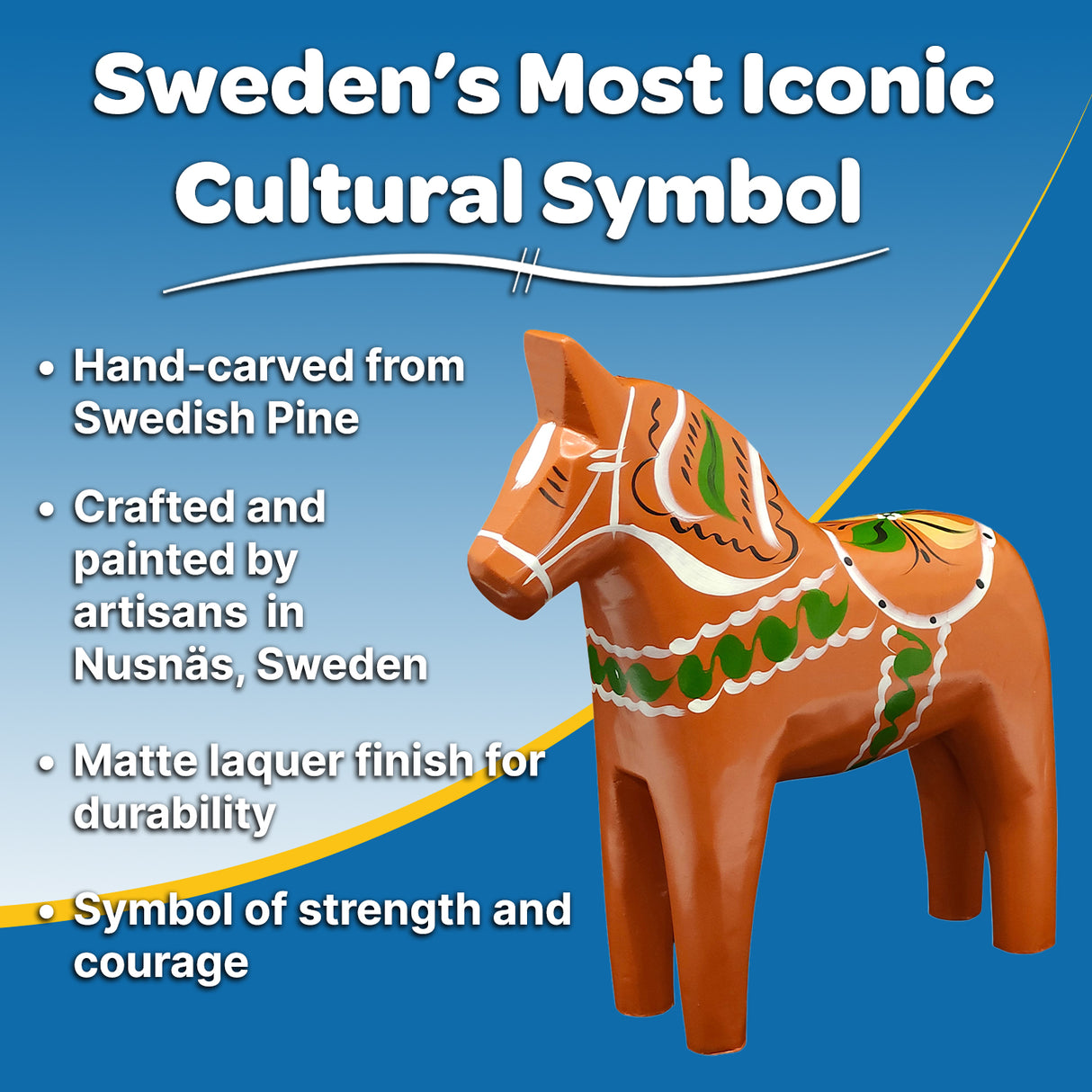 The Gammelröd Old Red Swedish Dala Horse is a 16 cm hand-carved figurine, highlighting traditional Scandinavian craftsmanship with detailed painting, quality wood, and rich cultural symbolism.