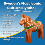 The Gammelröd Old Red Swedish Dala Horse is a 16 cm hand-carved figurine, highlighting traditional Scandinavian craftsmanship with detailed painting, quality wood, and rich cultural symbolism.