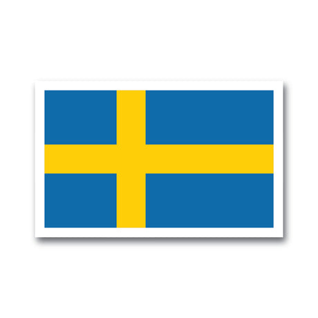 The Nordic Sticker: Swedish Flag – Proud Heritage showcases a yellow Nordic cross on blue, symbolizing Sweden’s beauty. Its 4 x 2.5 inches, glossy, UV and water-resistant, dishwasher safe, easy to peel. Buy 3 get 1 free!.