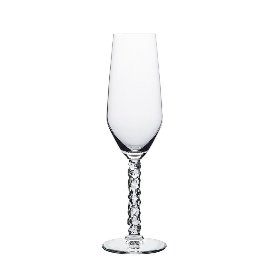 Orrefors: Carat 3 Piece Gift Set featuring a clear champagne glass with a textured stem set against a plain white background.