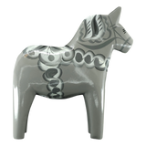 Dala Horse: Gray Swedish Dala Horse with White Black and Gray Kurbits "Sten" | Handcrafted by Grannas A. Olsson in Sweden (13cm / 5 inches)