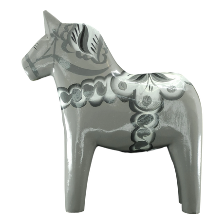 Dala Horse: Gray Swedish Dala Horse "Sten" | Grannas A. Olsson | Handcrafted in Sweden (13 cm / 5 inches)
