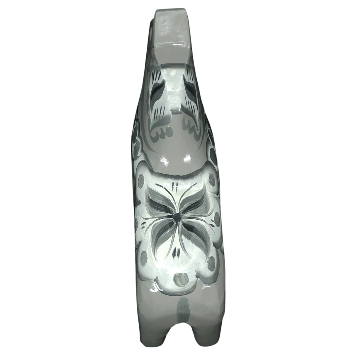 Dala Horse: Gray Swedish Dala Horse with White Black and Gray Kurbits "Sten" | Handcrafted by Grannas A. Olsson in Sweden (13cm / 5 inches)