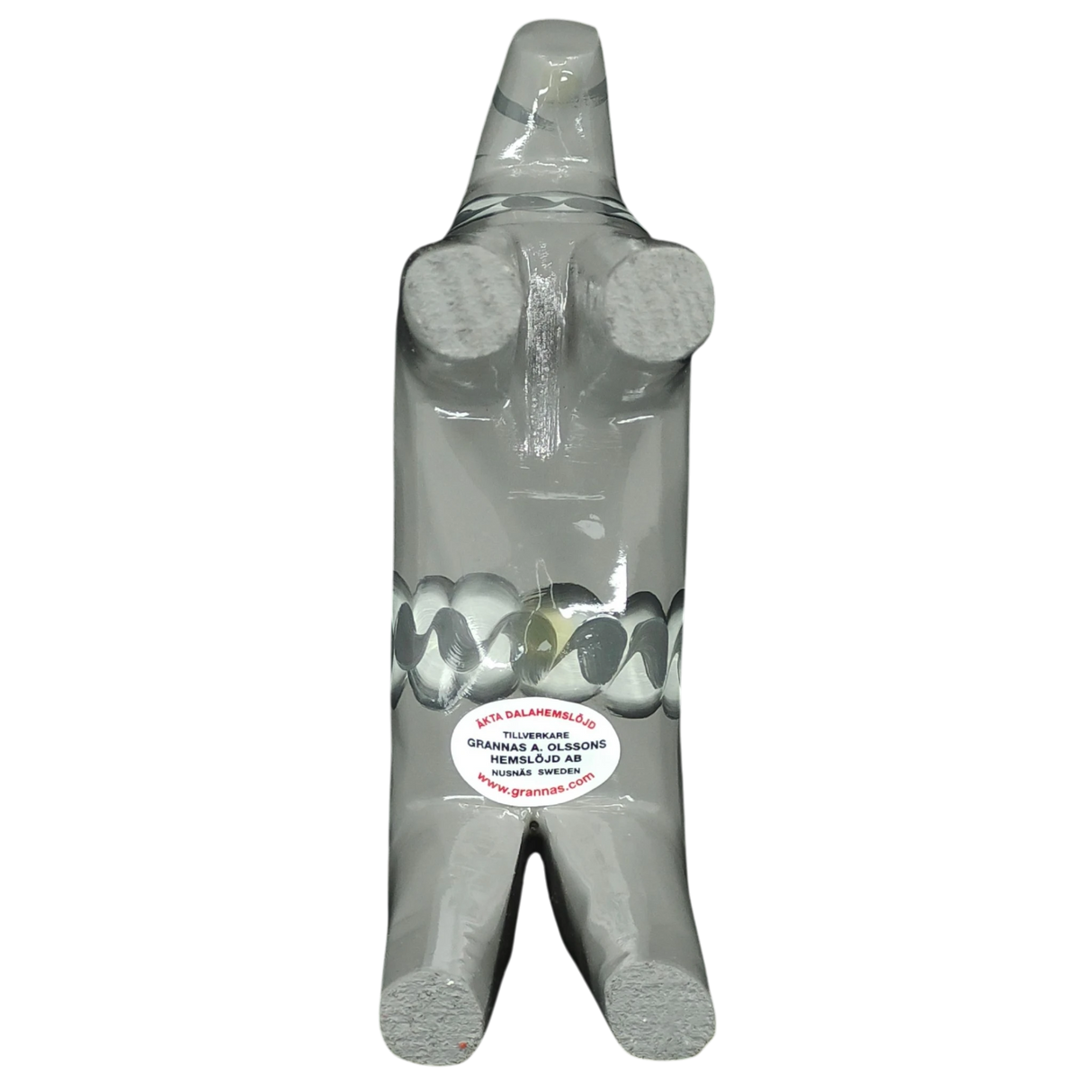 Dala Horse: Gray Swedish Dala Horse with White Black and Gray Kurbits "Sten" | Handcrafted by Grannas A. Olsson in Sweden (13cm / 5 inches)