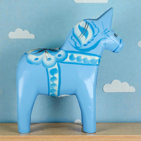 Dala Horse: Baby Blue Swedish Dala Horse | Handcrafted by Grannas A Olsson in Sweden (10 cm / 4 inches)