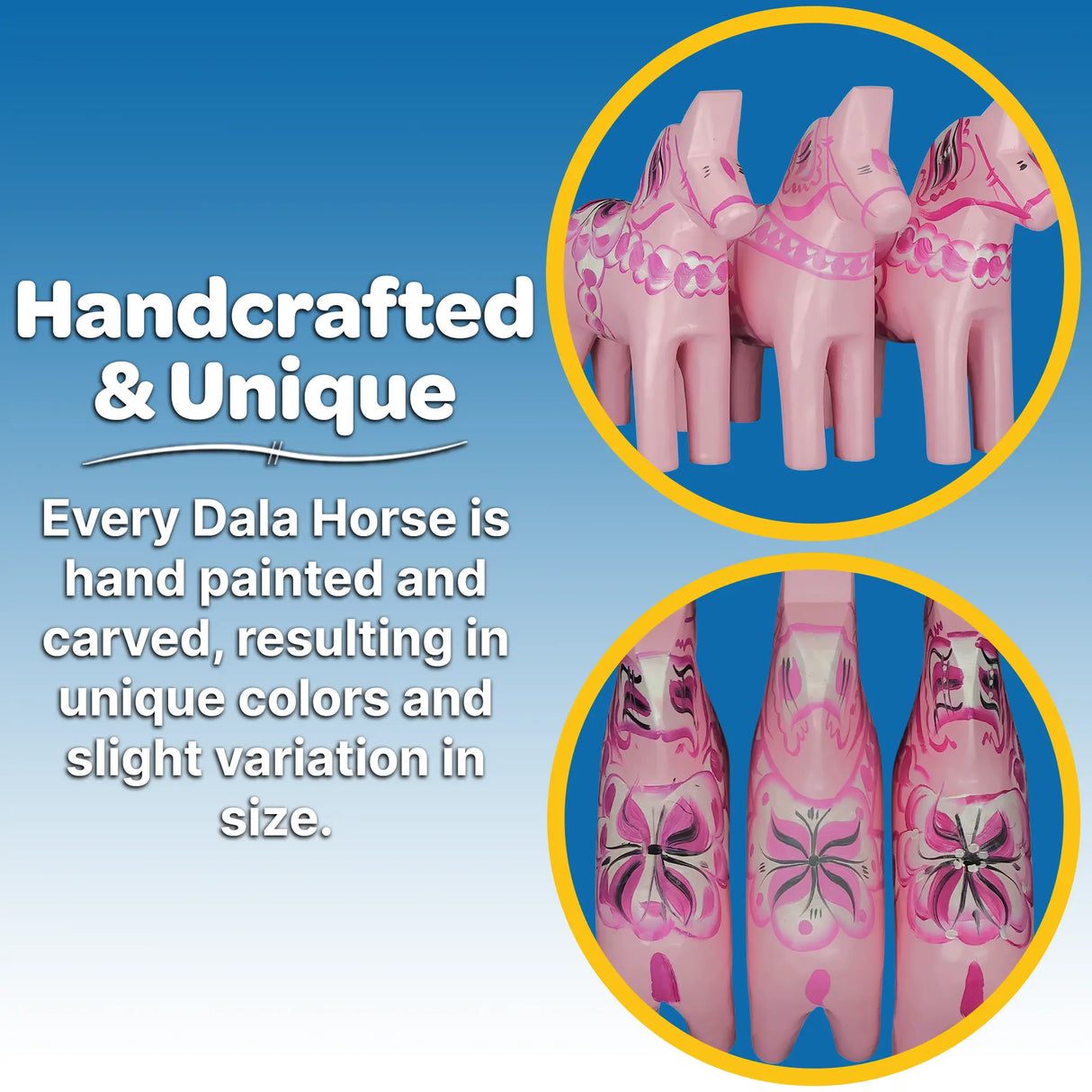 Dala Horse: Baby Pink Swedish Dala Horse | Handcrafted by Grannas A. Olsson in Sweden 10cm - 4"
