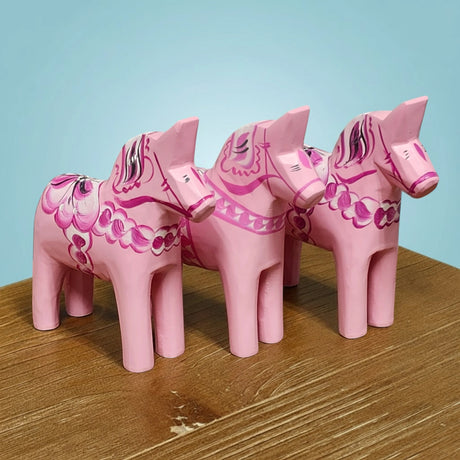 Dala Horse: Baby Pink Swedish Dala Horse | Handcrafted by Grannas A. Olsson in Sweden 10cm - 4"