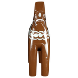 The Dala Horse: Brown Swedish Dala Horse "Gingerbread" by Grannas Olsson, handcrafted in Sweden (13 cm), features white patterns and Scandinavian design, shown from the back against a white background.