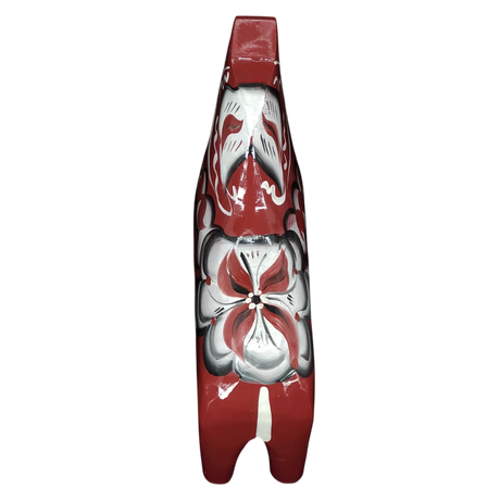 The Dala Horse: Burgundy Swedish Dala Horse "Maria / Anniversary Series" by Grannas Olsson is a handcrafted 15 cm ceramic figure featuring white, black, and silver floral designs, showcasing authentic Swedish artistry.