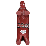 The Dala Horse: Burgundy Swedish Dala Horse "Maria / Anniversary Series" by Grannas Olsson is a 15 cm hand-painted piggy bank with a wavy black and white stripe, crafted in Sweden with a coin slot on top and white label on the front.