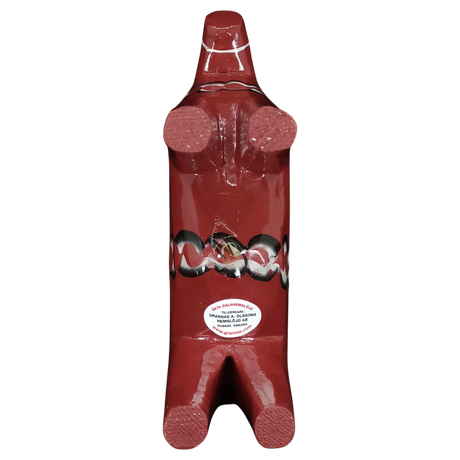 The Dala Horse: Burgundy Swedish Dala Horse "Maria / Anniversary Series" by Grannas Olsson is a 15 cm hand-painted piggy bank with a wavy black and white stripe, crafted in Sweden with a coin slot on top and white label on the front.