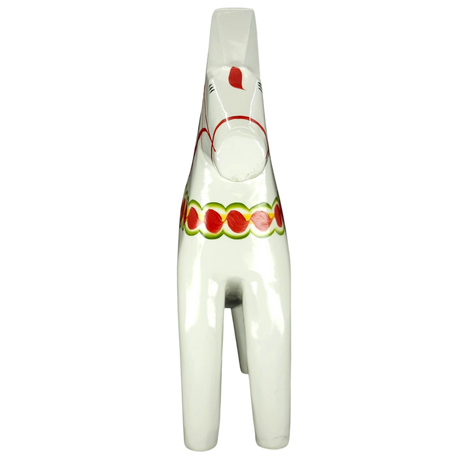 Dala Horse: White Swedish Dala Horse with Multi-Color Kurbits | Handcrafted by Grannas A. Olsson in Sweden