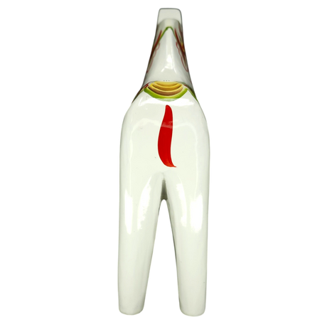 Dala Horse: White Swedish Dala Horse with Multi-Color Kurbits | Handcrafted by Grannas A. Olsson in Sweden