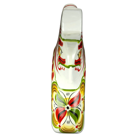 Dala Horse: White Swedish Dala Horse with Multi-Color Kurbits | Handcrafted by Grannas A. Olsson in Sweden