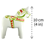 Dala Horse: White Swedish Dala Horse with Multi-Color Kurbits | Handcrafted by Grannas A. Olsson in Sweden
