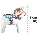Dala Horse: White Swedish Dala Horse with Multi-Color Kurbits | Handcrafted by Grannas A. Olsson in Sweden