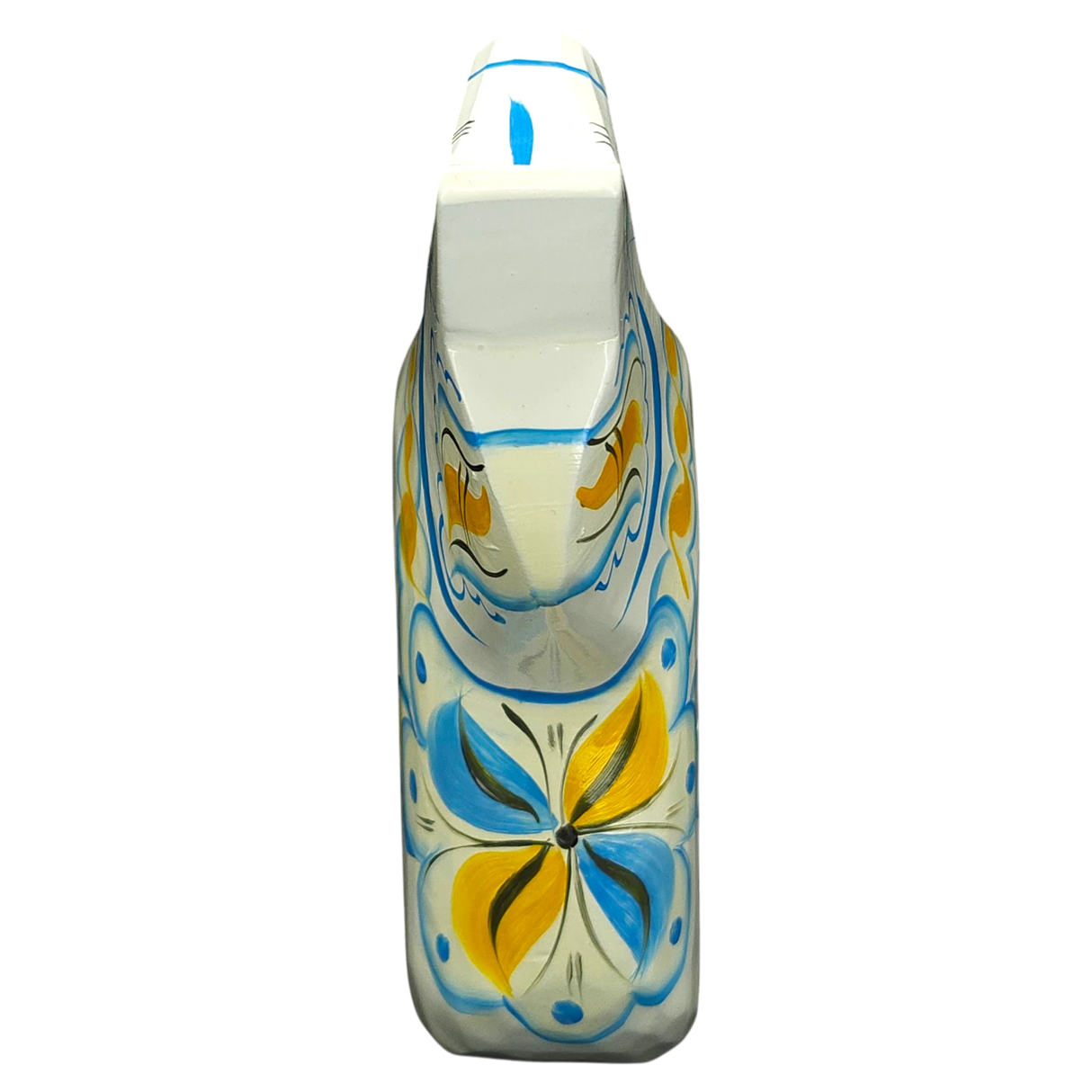 Dala Horse: White Swedish Dala Horse with Blue and Yellow "Swedish Flag Colors | Grannas A. Olsson Made in Sweden