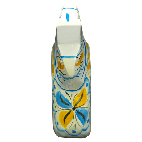 Dala Horse: White Swedish Dala Horse with Blue and Yellow "Swedish Flag Colors | Grannas A. Olsson Made in Sweden