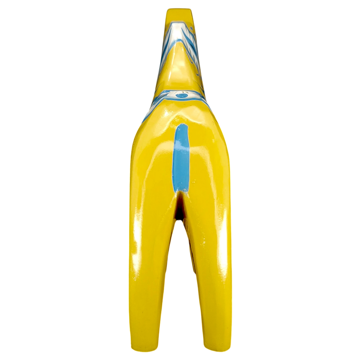 Dala Horse:  Yellow Swedish Dala Horse with Blue and White Kurbits "Swedish Flag Colors" | Grannas A. Olsson | Handcrafted in Sweden