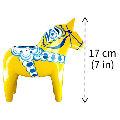 Dala Horse: Grannas A. Olsson Yellow & Blue Swedish Flag Dala Horse | Handcrafted in Nusnäs Sweden