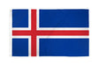 The Flag: Iceland - Polyester National Flag (2x3) features a blue field with a red cross outlined in white, made of durable polyester—ideal for outdoor use.
