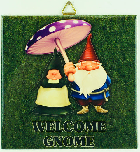 Tile: Welcome Gnome 6" Ceramic