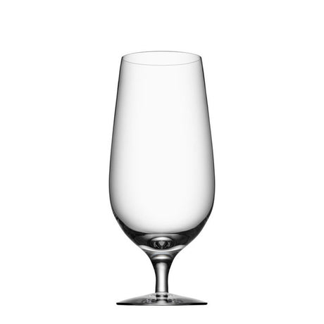 The Orrefors Beer Lager 20oz tulip-shaped glass, designed by Erika Lagerbielke, is shown empty with a tall bowl, displayed on a white background. Available as a 4-pack.