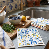 Dish Cloth: Leksand Mini Dala Horses - Blue & Yellow Swedish Dish Cloth