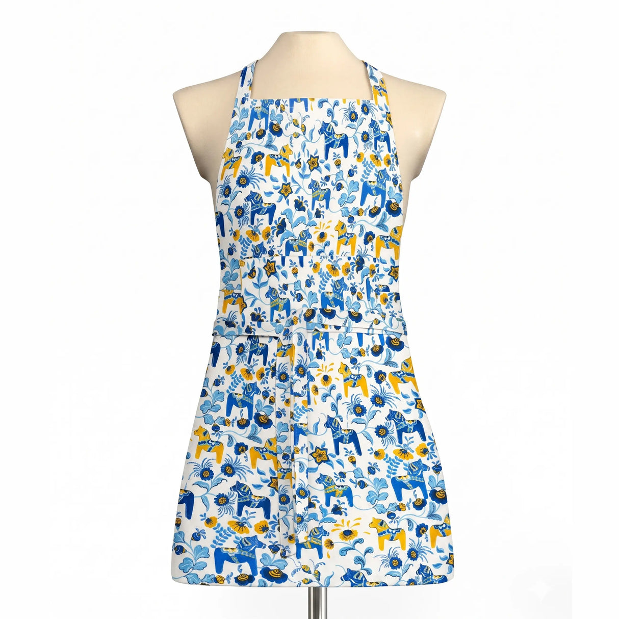 Apron: Leksand Mini Swedish Dala Horse Apron (Adjustable Cotton with Pocket)