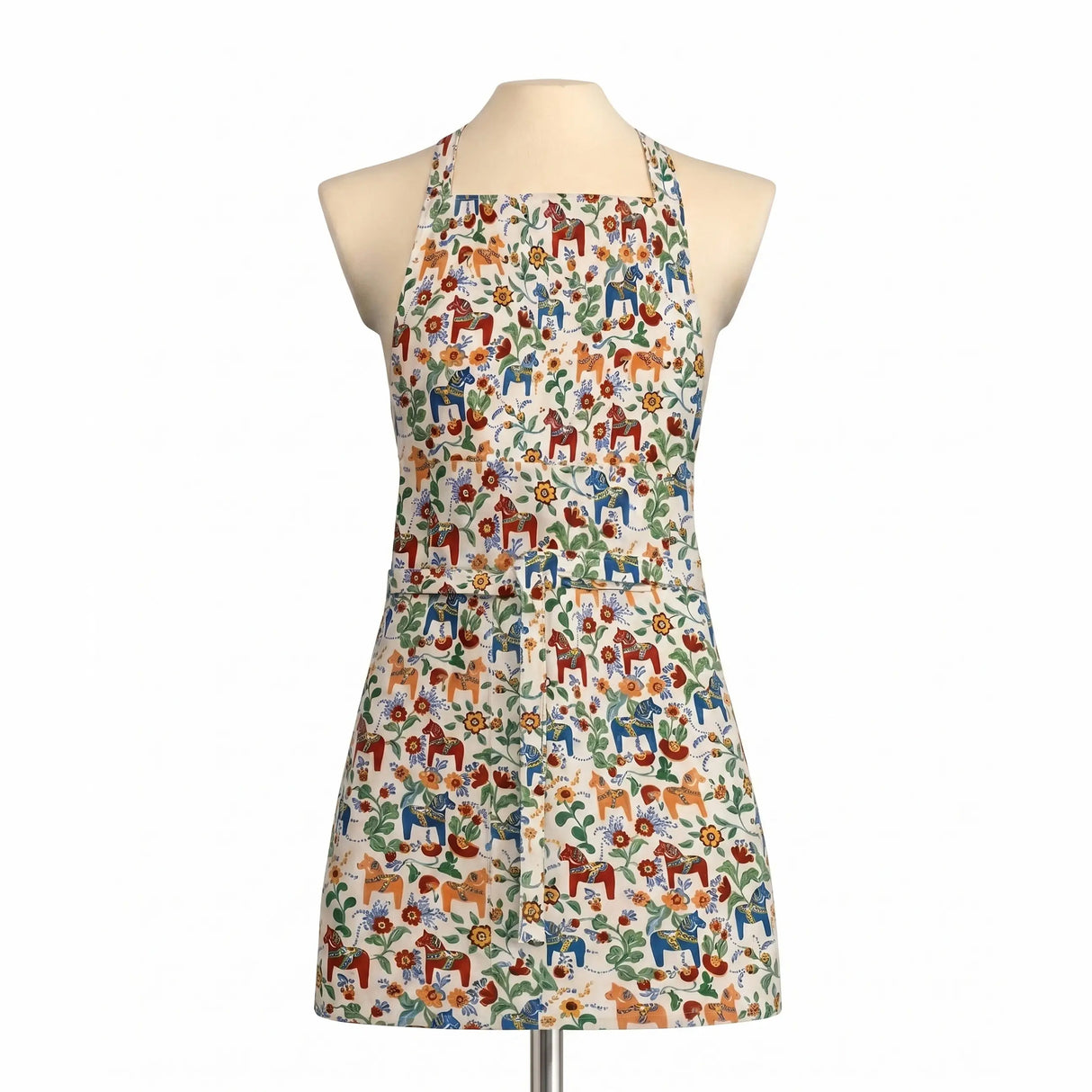 Apron: Leksand Mini Swedish Dala Horse Apron (Adjustable Cotton with Pocket)