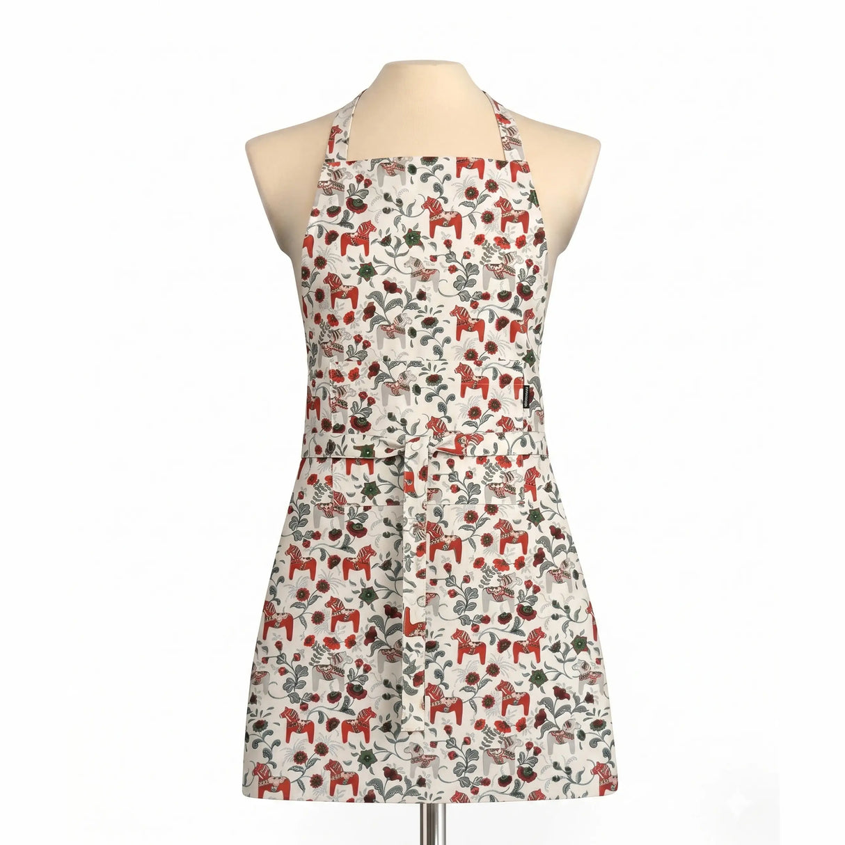 Apron: Leksand Mini Swedish Dala Horse Apron (Adjustable Cotton with Pocket)