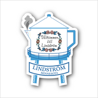 Nordic Sticker: Lindstrom Swedish Coffee Pot Water Tower (3 x 4 Inches)