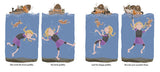 A girl in a wetsuit, inspired by "Book-Final: Viking Strong by Doug Cenko," tries various swimming strokes underwater—front paddle, back paddle, doggy paddle—but can't float, as shown in a four-panel illustration.