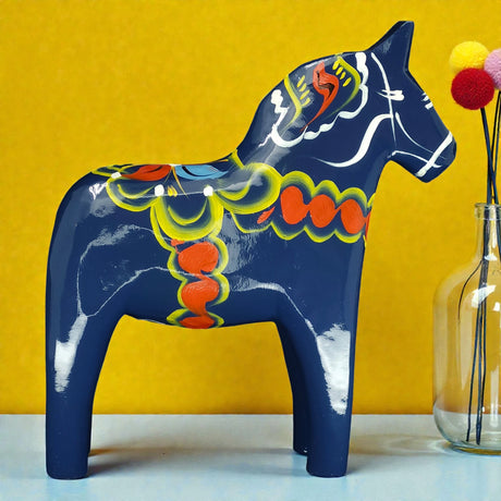 Dala Horse: Blue Swedish Dala Horse Dark Blue | Handcrafted by Nils Olsson in Sweden