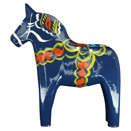 Dala Horse: Blue Swedish Dala Horse Dark Blue | Handcrafted by Nils Olsson in Sweden