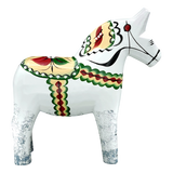 Dala Horse: Antique Inspired White with Gray Feet Dala Horse | Nils Olsson | Handcrafted in Sweden (17 cm / 6.7 in)