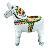 Dala Horse: Antique Inspired White with Gray Feet Dala Horse | Nils Olsson | Handcrafted in Sweden (17 cm / 6.7 in)