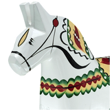 Dala Horse: Antique Inspired White with Gray Feet Dala Horse | Nils Olsson | Handcrafted in Sweden (17 cm / 6.7 in)