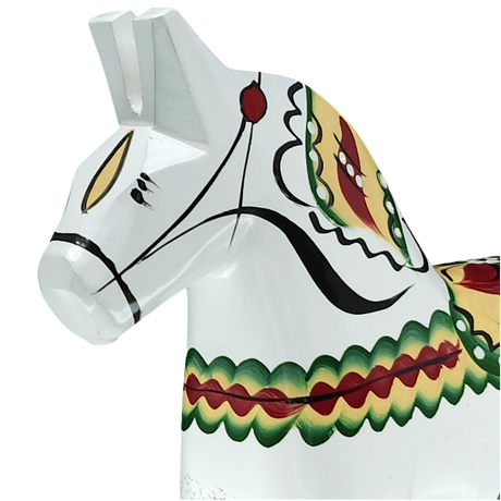 Dala Horse: Antique Inspired White with Gray Feet Dala Horse | Nils Olsson | Handcrafted in Sweden (17 cm / 6.7 in)