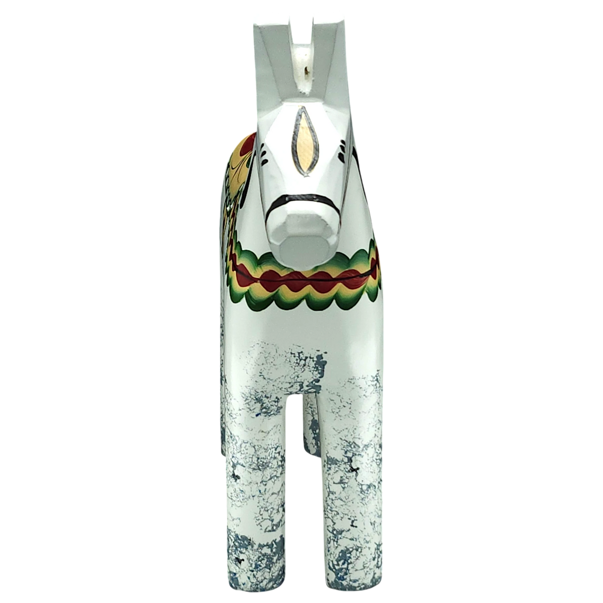 Dala Horse: Antique Inspired White with Gray Feet Dala Horse | Nils Olsson | Handcrafted in Sweden (17 cm / 6.7 in)