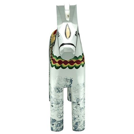 Dala Horse: Antique Inspired White with Gray Feet Dala Horse | Nils Olsson | Handcrafted in Sweden (17 cm / 6.7 in)