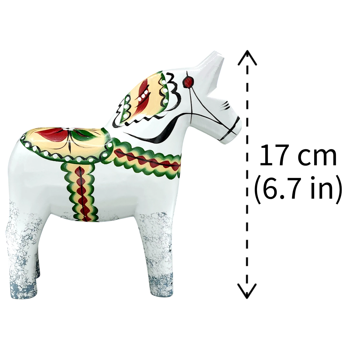 Dala Horse: Antique Inspired White with Gray Feet Dala Horse | Nils Olsson | Handcrafted in Sweden (17 cm / 6.7 in)