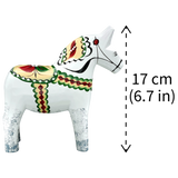 Dala Horse: Antique Inspired White with Gray Feet Dala Horse | Nils Olsson | Handcrafted in Sweden (17 cm / 6.7 in)