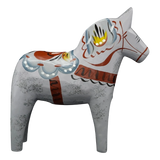 Dala Horse: Gray Swedish Dala Horse "Love Horse / Karlekshasten"  | Nils Olsson | Handcrafted in Sweden (13 cm / 5 in)