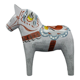 Dala Horse: Gray Swedish Dala Horse "Love Horse / Karlekshasten"  | Nils Olsson | Handcrafted in Sweden (13 cm / 5 in)
