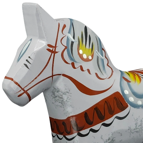 Dala Horse: Gray Swedish Dala Horse "Love Horse / Karlekshasten"  | Nils Olsson | Handcrafted in Sweden (13 cm / 5 in)