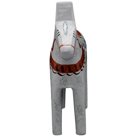 Dala Horse: Gray Swedish Dala Horse "Love Horse / Karlekshasten"  | Nils Olsson | Handcrafted in Sweden (13 cm / 5 in)